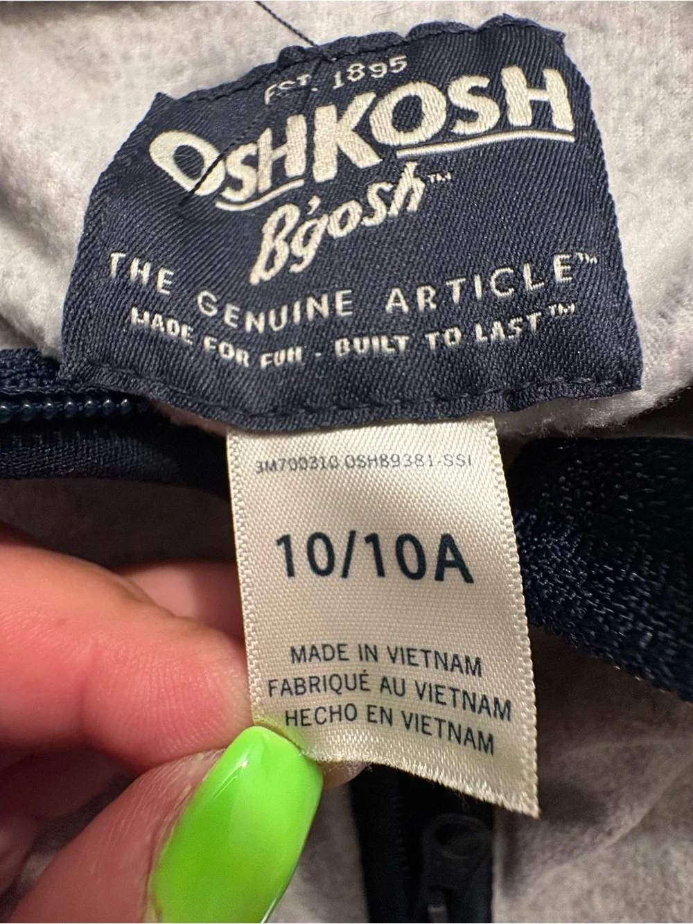 OshKosh B’gosh Boys Size 10 Gray Navy Quarter Zip Fleece Pullover